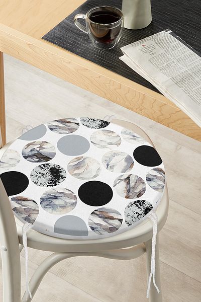 Realhomes Round Patterned Modern Digital Printed Round Zippered Chair Cushion