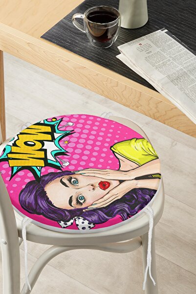 Realhomes Pop Art Illustrated Ψηφιακό τυπωμένο μαξιλάρι καρέκλας με στρογγυλό...