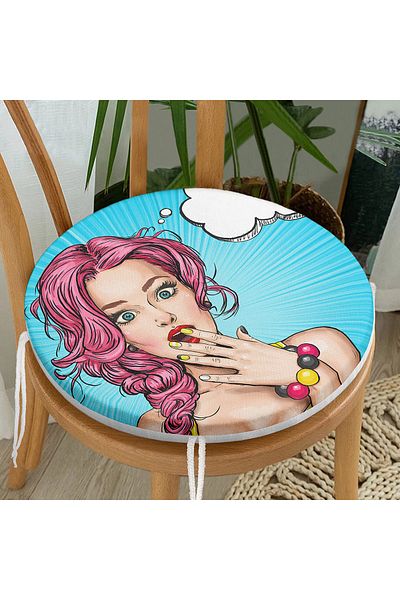 Realhomes Pop Art Pattern Digital Printed Round Zippered Chair Cushion