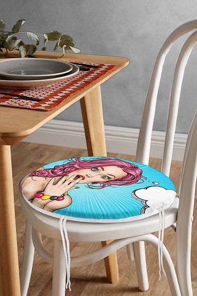 Realhomes Pop Art Pattern Digital Printed Round Zippered Chair Cushion