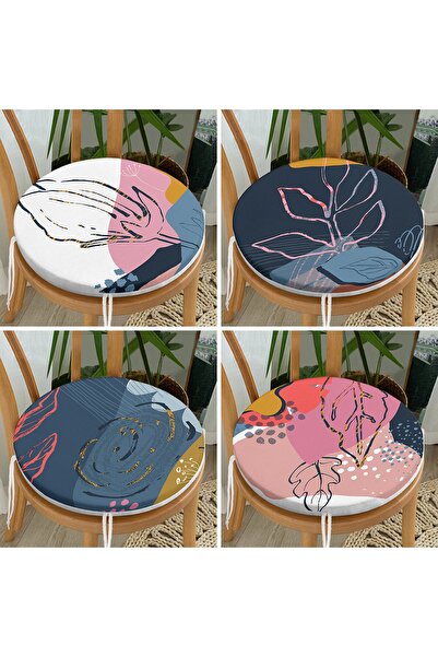 Realhomes Набір з 4 кольорових богемних круглих подушок для стільців із засті...