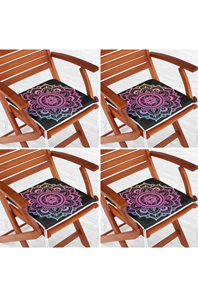 Realhomes Набір з 4 цифрових друкованих подушок для стільців з неоновим манда...