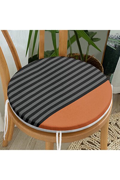 Realhomes Pernă modernă rotundă pentru scaun, cu fermoar, cu fundal portocali...