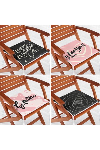 Realhomes 4-Piece Valentine's Day Concept Special Design Modern Combination Zippered Chair Cushion Set