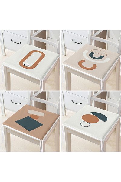 Realhomes 4-Piece Modern Zippered Chair Cushion Set with Onedraw Drawing on Colorful Floor
