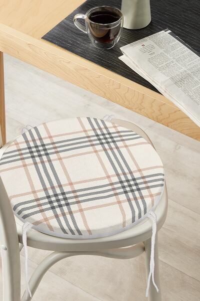 Realhomes Крем-кольоровий круглий чохол для стільця з застібкою-блискавкою та...