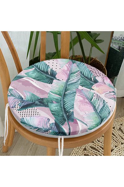 Realhomes Summer Party Tropical Flower Motif Round Zippered Chair Cushion