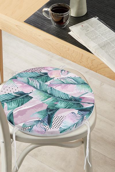 Realhomes Summer Party Tropical Flower Motif Round Zippered Chair Cushion
