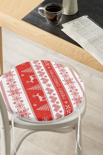 Realhomes New Year's Motif Specially Designed Digital Printed Modern Round Zippered Chair Cushion