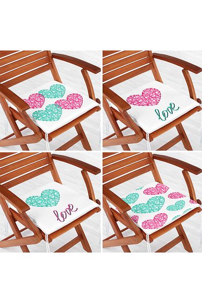Realhomes 4-Piece Valentine's Day Concept Special Design Modern Combination Zippered Chair Cushion Set