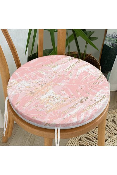 Realhomes Palm Tree Patterned Marble Floor Round Zippered Chair Cushion