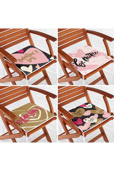 Realhomes 4-Piece Valentine's Day Concept Special Design Modern Combination Zippered Chair Cushion Set