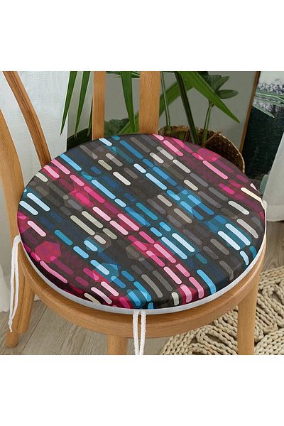 Realhomes Geometric Motifs Special Design Digital Printed Round Zippered Chair Cushion