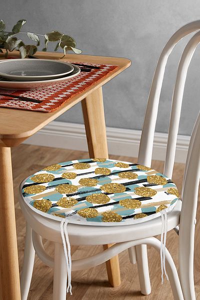 Realhomes Colorful Polka Dot Digital Printed Modern Round Zippered Chair Cushion on White Background