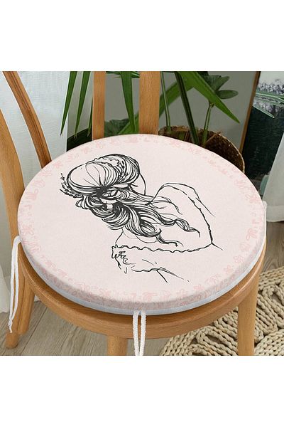 Realhomes Fashion Girl Figured Digital Printed Round Zippered Chair Cushion