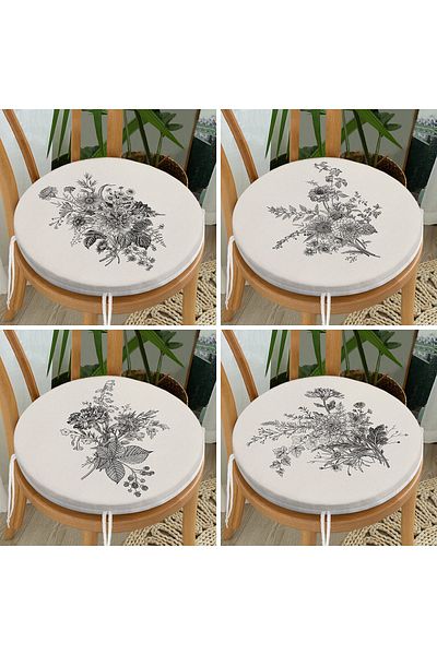 Realhomes 4-Piece Colorful Leaf Patterned Modern Round Zippered Chair Cushion Set on the Floor
