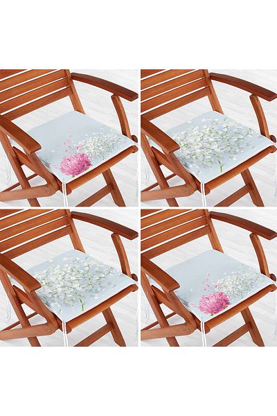 Realhomes 4-Piece Daisy Designed Modern Zippered Chair Cushion Set