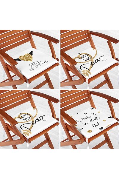 Realhomes 4-Piece Valentine's Day Concept Special Design Modern Combination Zippered Chair Cushion Set