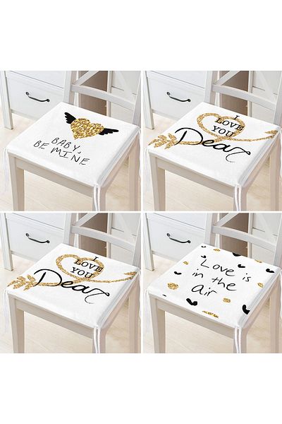 Realhomes 4-Piece Valentine's Day Concept Special Design Modern Combination Zippered Chair Cushion Set