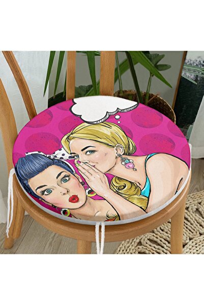 Realhomes Fashion Girl Цифровий друк Сучасна кругла подушка для стільця на бл...