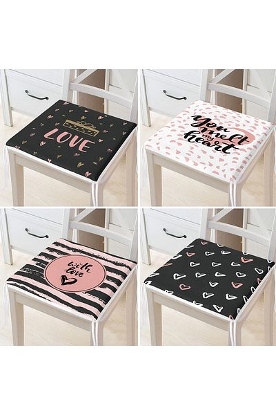 Realhomes 4-Piece Valentine's Day Concept Special Design Modern Combination Zippered Chair Cushion Set