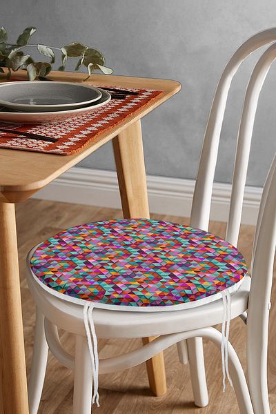 Realhomes Custom Design 3d Colorful Triangles Digital Printed Round Zippered Chair Cushion