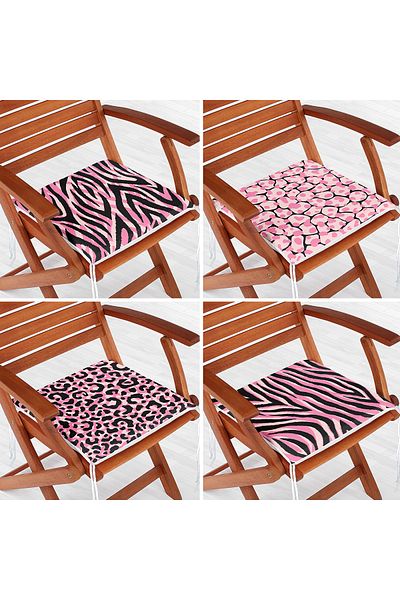 Realhomes 4-Piece Colorful Zebra Patterned Modern Zippered Chair Cushion Set on the Floor