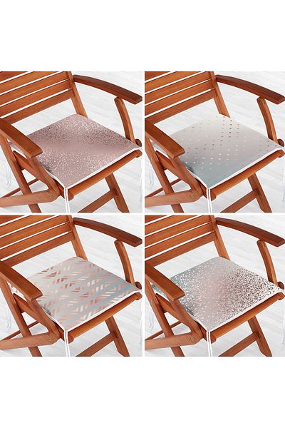 Realhomes 4-Piece Glitter Design Digital Printed Zippered Chair Cushion Set