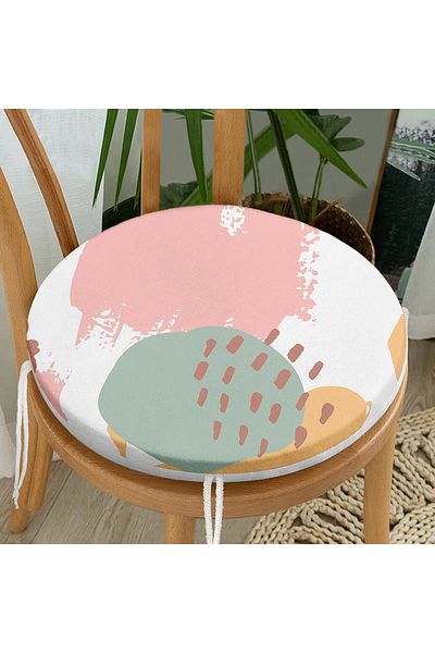 Realhomes Colorful Abstract Special Designed Digital Printed Round Zippered Chair Cushion