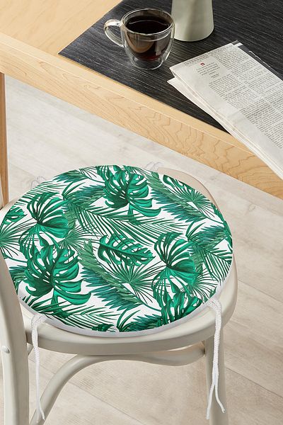 Realhomes Mint Green Cross Stitch Motif Round Zippered Chair Cushion