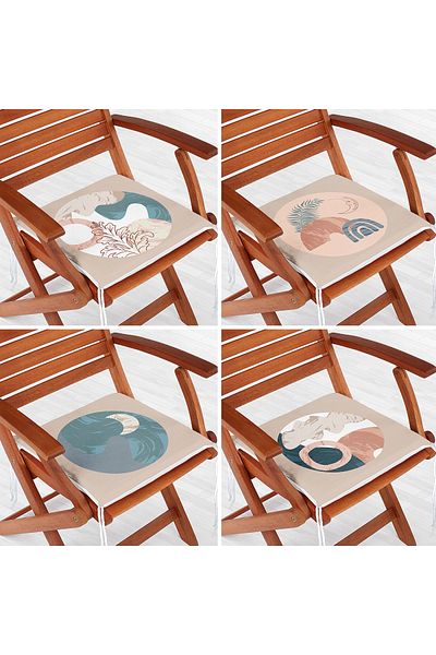 Realhomes Set of 4 Special Design Digital Printed Zippered Chair Cushions