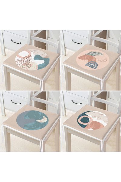 Realhomes Set of 4 Special Design Digital Printed Zippered Chair Cushions