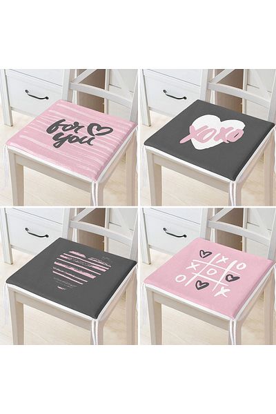 Realhomes 4-Piece Valentine's Day Concept Special Design Modern Combination Zippered Chair Cushion Set