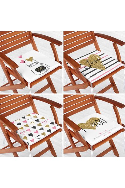 Realhomes 4-Piece Valentine's Day Concept Special Design Modern Combination Zippered Chair Cushion Set