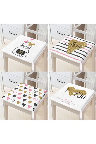 Realhomes 4-Piece Valentine's Day Concept Special Design Modern Combination Zippered Chair Cushion Set
