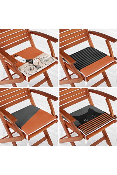 Realhomes Σετ 4 μαξιλαριών καρέκλας με φερμουάρ με μοτίβο ποδηλάτου με φερμουάρ