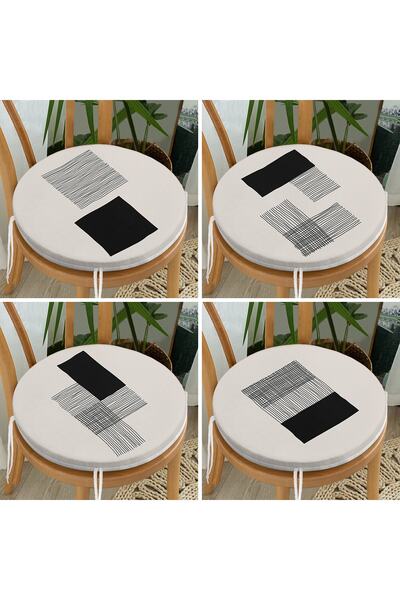 Realhomes Σετ 4 μαξιλαριών καρέκλας με στρογγυλό φερμουάρ με μοτίβο σε καρό γ...