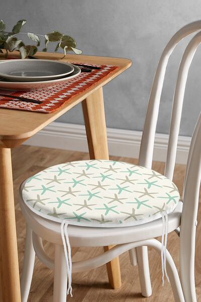 Realhomes Сучасна кругла подушка для стільця з цифровим принтом у вигляді мор...