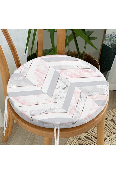 Realhomes Round Zippered Chair Cushion with Marble Floor and Geometric Design