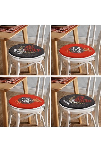 Realhomes 4-Piece Valentine's Day Concept Special Design Modern Combination Round Zipper Chair Cushion Set