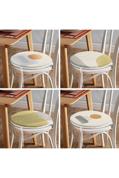 Realhomes 4-Piece Soft Colored Special Design Modern Round Zippered Chair Cushion Set