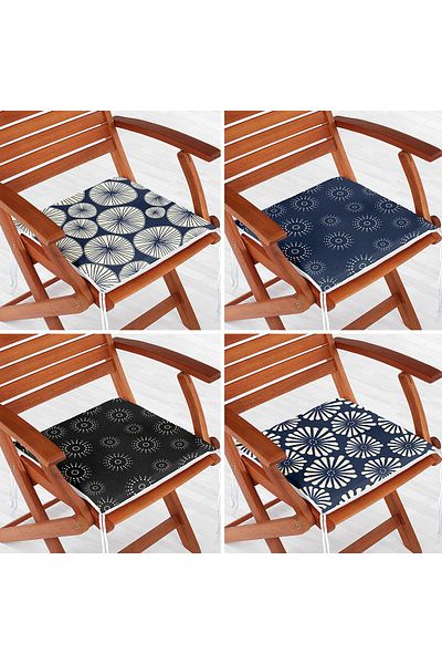 Realhomes 4-Piece Modern Zippered Chair Cushion Set with Geometric Drawings on Colorful Floor