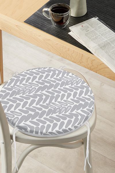 Realhomes Geometric Patterned Digital Printed Modern Round Zippered Chair Cushion