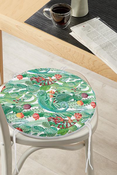 Realhomes Tropical Forest Design Digital Printed Round Zippered Chair Cushion