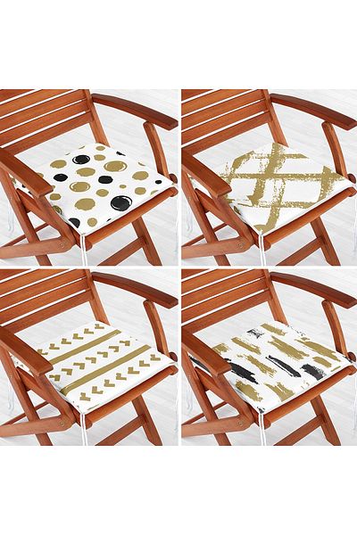 Realhomes 4-Piece Polka Dot and Brush Impact Concept Zippered Chair Cushion Set
