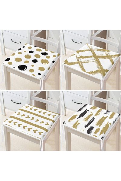 Realhomes 4-Piece Polka Dot and Brush Impact Concept Zippered Chair Cushion Set