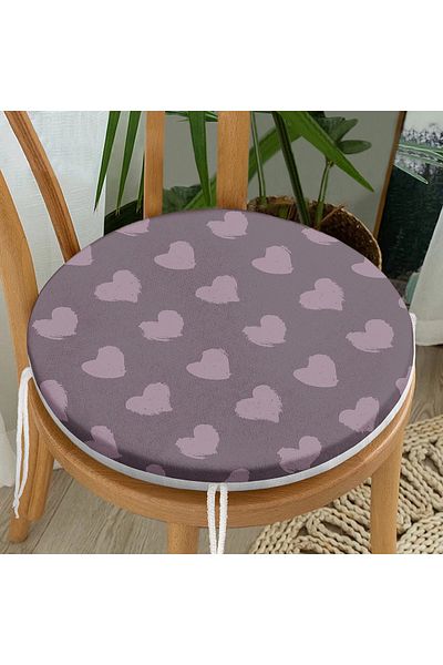 Realhomes Heart Design Digital Printed Round Zippered Chair Cushion