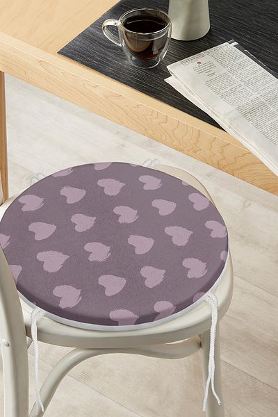 Realhomes Heart Design Digital Printed Round Zippered Chair Cushion