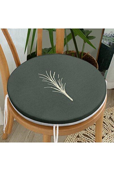 Realhomes Pernă de scaun modernă rotundă, imprimată digital, cu fermoar, cu model de frunze pe podea colorată