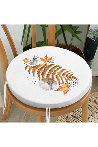 Realhomes Білий мармуровий підлогу з осіннім візерунком з сухих листя круглий...